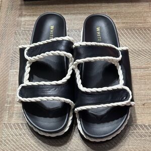 White Fox Boutique Black and Cream Braided Sandals